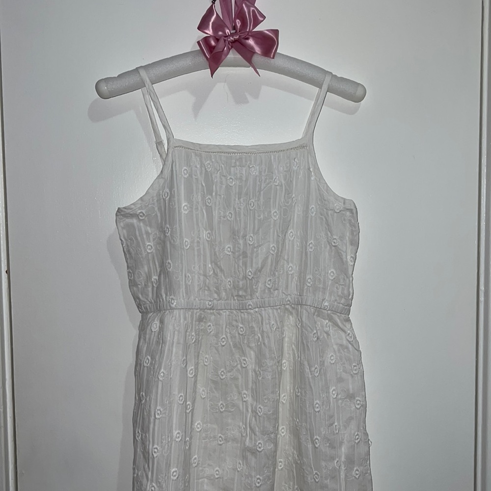 Girls White Summer Embroidered Dress